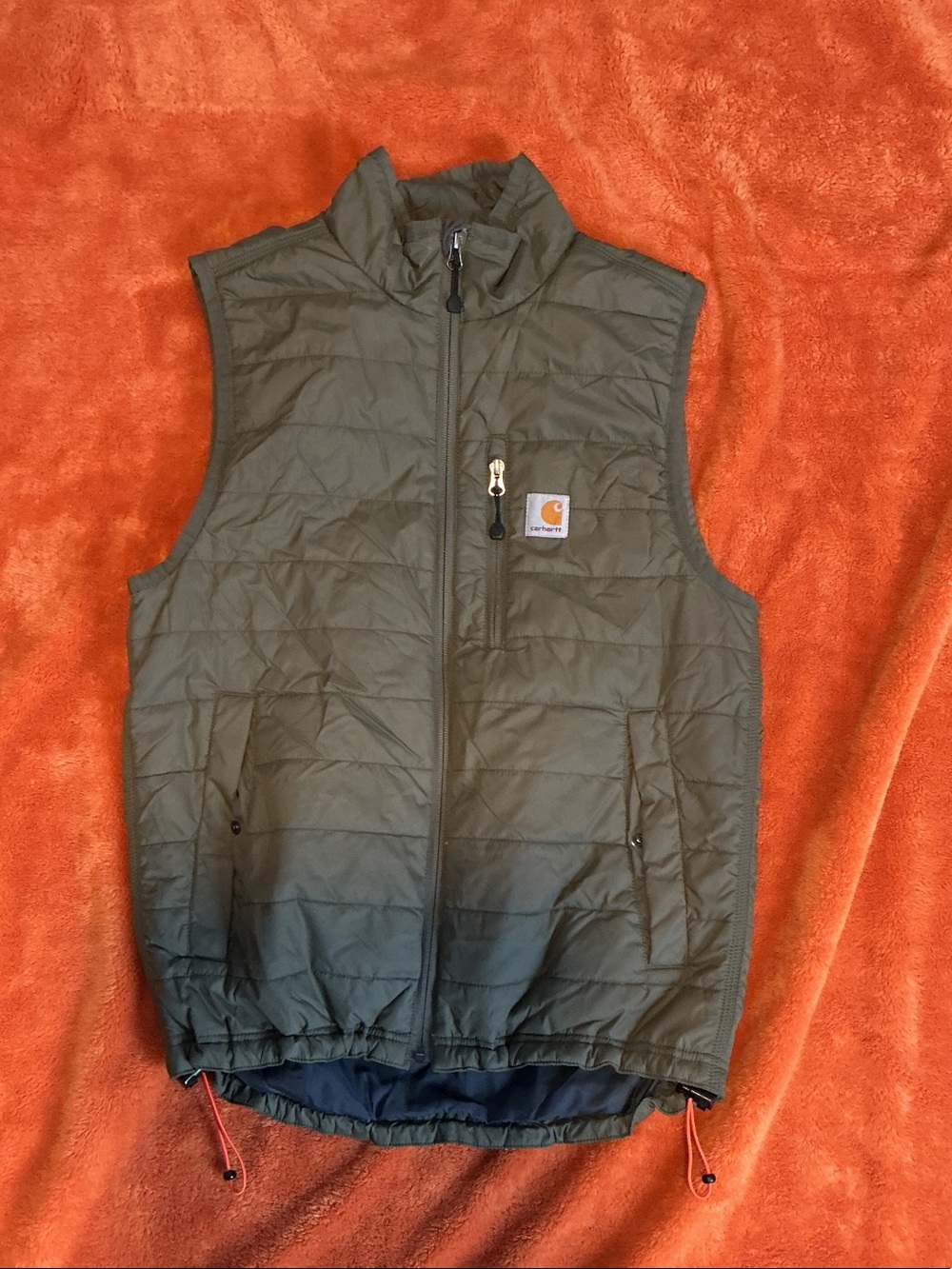 Carhartt Kids' Olive Green Quilted Vest with Chest Logo